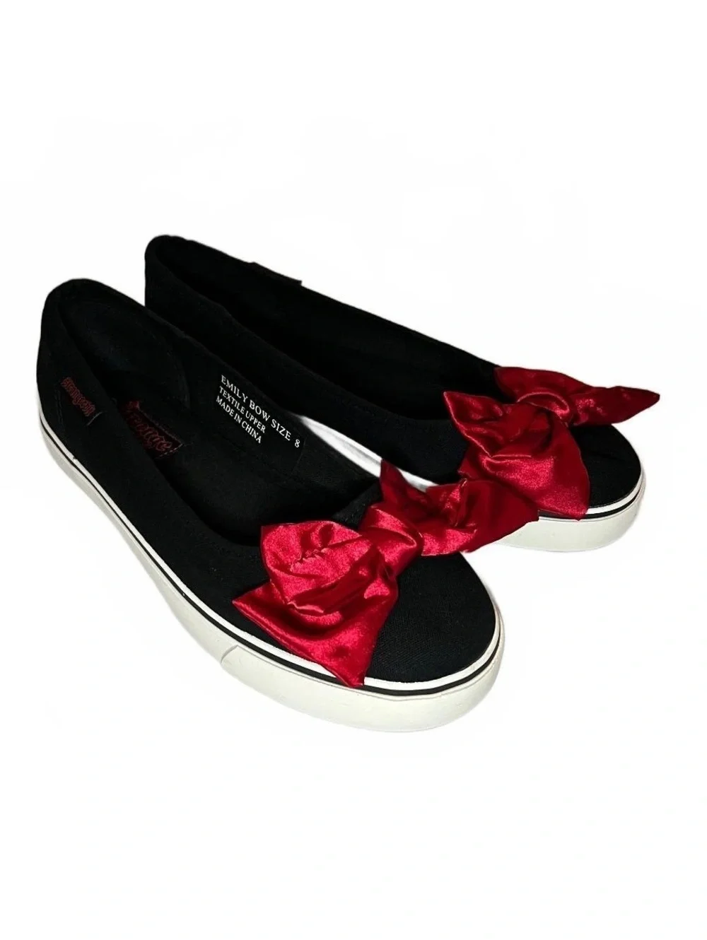 Strange Cvlt x Emily the Strange Bow Flats Black Red Size 8